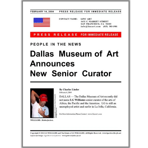 LG Williams, For Immediate Release #3, 2004, C-Print Photograph.