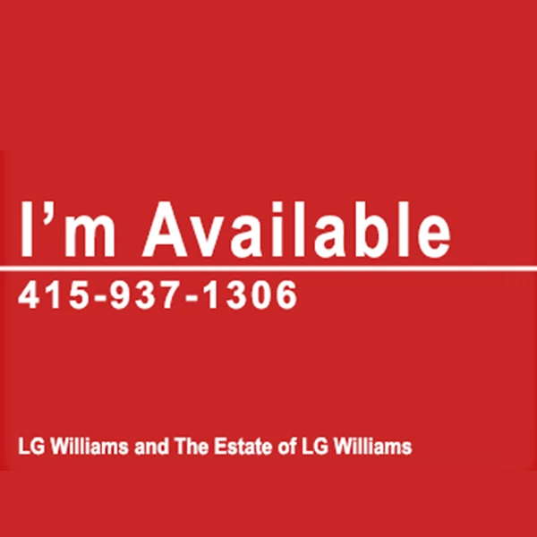 LG Williams, I'm Available or The Bio-pic Is Full Of Lies!, 2014, Vinyl Lettering and Enamel on Plywood.