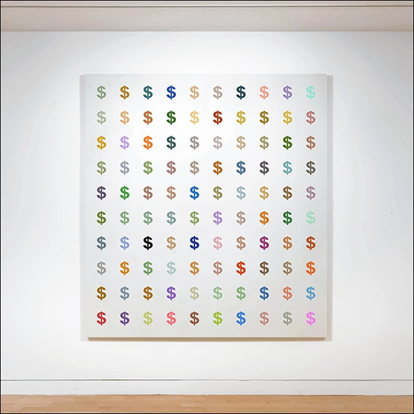LG Williams, Dollar Sign Painting, 2022, Household Gloss Paint On Canvas.