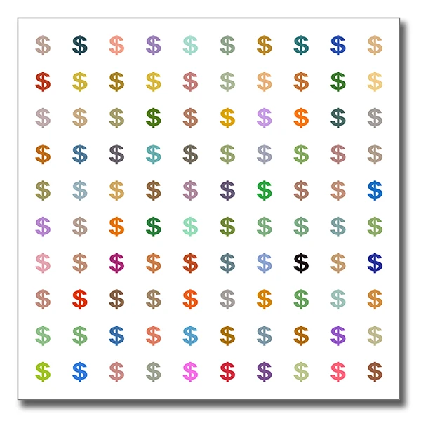 LG Williams, Dollar Sign Print (Multi-Color), 2022, Lithograph On Somerset White Paper.