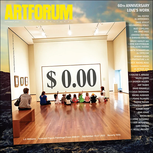 LG Williams, Artforum September 2022 -- Bankrupt, 2022.