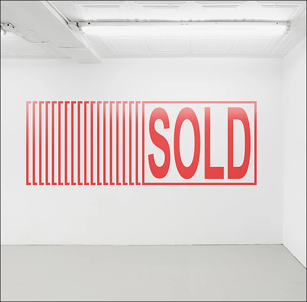 LG Williams, SOLD, #16, 2025, Vinyl Lettering On Wall.