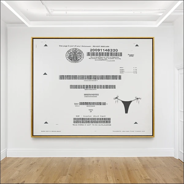 LG Williams, The Bureaucratic Sublimation of the Genital Trace #29, 2026, Xerox on Paper Mounted on Canvas.