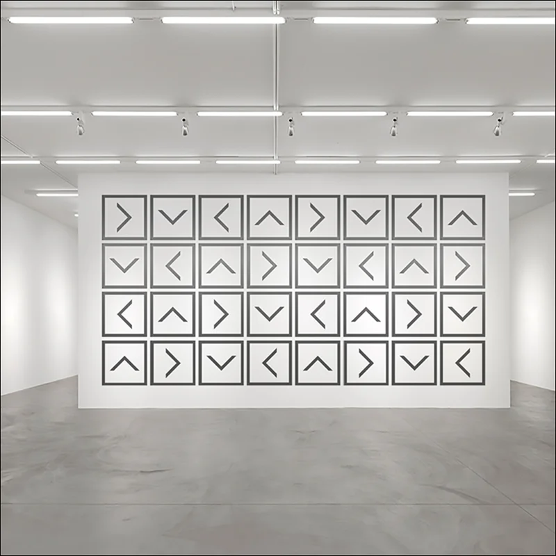 LG Williams, The Cataclysmic Vertigo of the Infinite Scroll #19, 2026, vinyl wall-lettering installation.