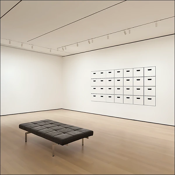 LG Williams, The Ludicrous Ephemerality Of Curated Refuse In The Hyperbrutalist Art Spectacle, 2025, Custom Vinyl On Wall.