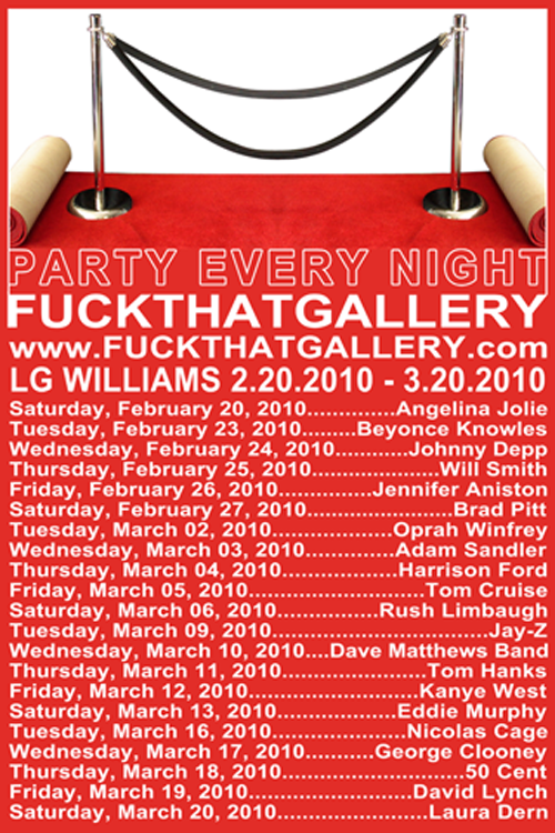 LG Williams, Party Every Night Exhibition Poster, 2010